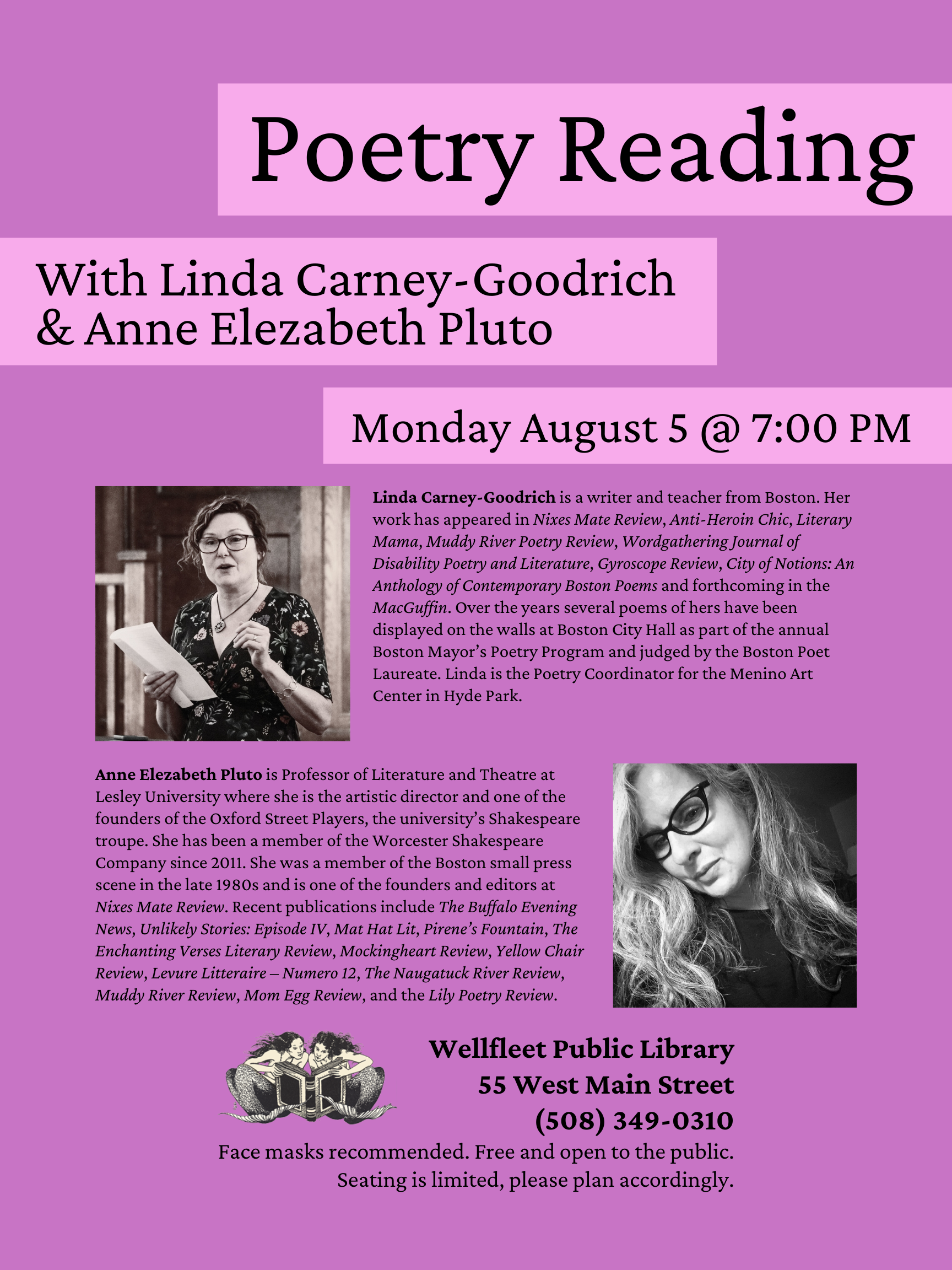 Poetry Reading: Linda Carney-Goodrich & Anne Elezabeth Pluto